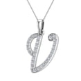 thumbnail image 1 of Initial V Letter Necklace Diamond Necklaces Women-Men 18K White Gold Chain Gift Box Authenticity Cards, 1 of 4