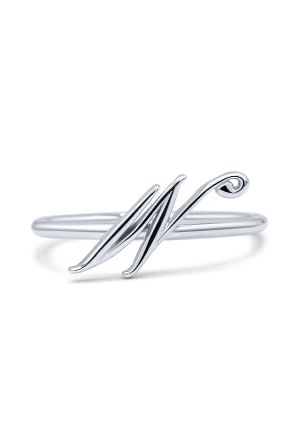 Initial W Alphabet Letter Name Monogram Stackable Ring Band 925 Sterling Silver Size 6