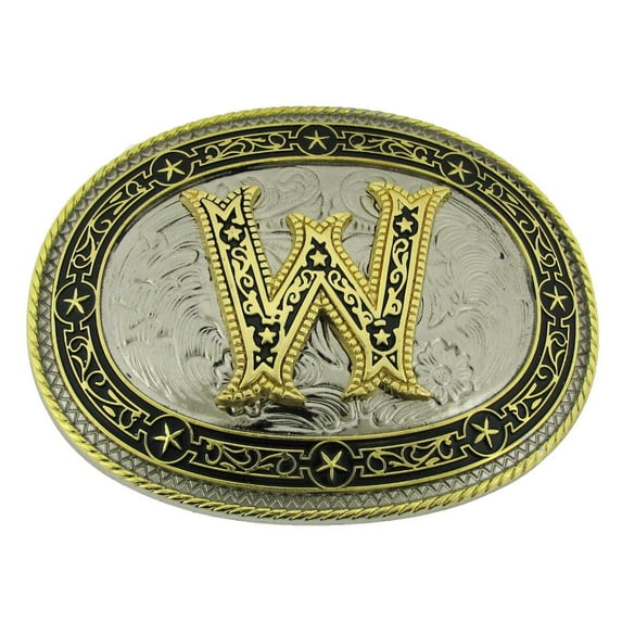 Initial W Letter Monogram Belt Buckle Cowboy Rodeo Western Metal Vintage Fashion
