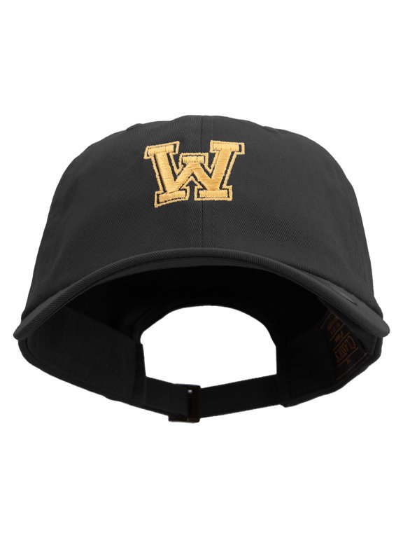 Initial Washington Sign Embroidered Unstructured Low Profile 6 panel Cotton Cap - Black OSFM