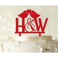 thumbnail image 1 of "Initial Wedding Cake Topper Custom Red Cake Topper Color Option Available 5""-7"" Inches Wide", 1 of 1