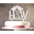 thumbnail image 1 of "Initial Wedding Cake Topper Custom White Cake Topper Color Option Available 5""-7"" Inches Wide", 1 of 1