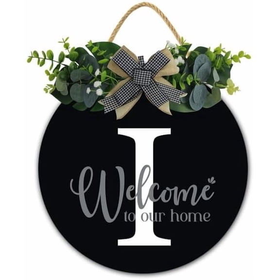 Initial Wreath Letter I - Monogrammed Door Hanger, New Home Housewarming Gift, Family Last Name Initial Front Door Welcome Hanging Sign, 12 IN Last Name All Year Round Porch Wreath