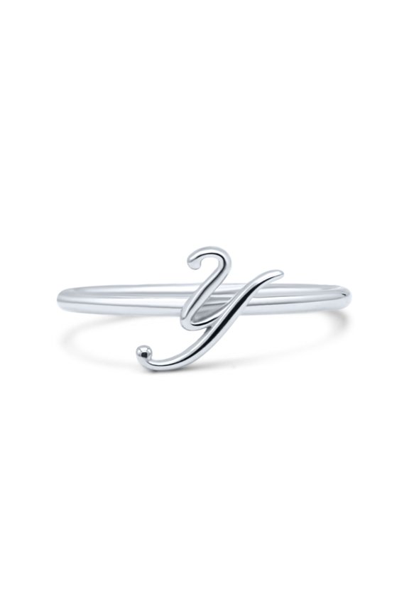 Initial Y Alphabet Letter Name Monogram New Fashion Ring Band 925 Sterling Silver Size 7