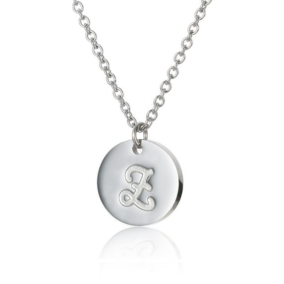 Initial Z Engraved Round Pendant Necklace Stainless Steel Silver Necklaces Graduation Gift