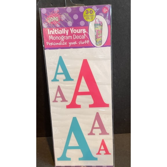 Initially Yours A Monogram Decal 3D Embossed Effect