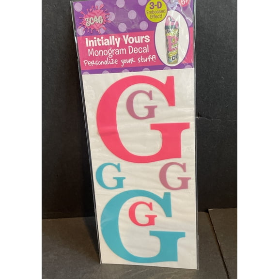 Initially Yours G Monogram Decal 3D Embossed Effect