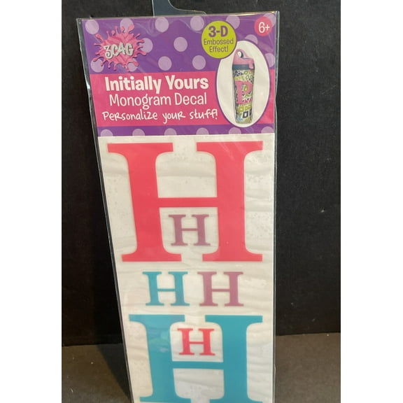 Initially Yours H Monogram Decal 3D Embossed Effect