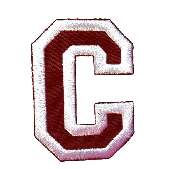 Initials A to Z and Numbers College Varsity Letterman Embroidered Iron On Patch 3" Burgundy/White (C)
