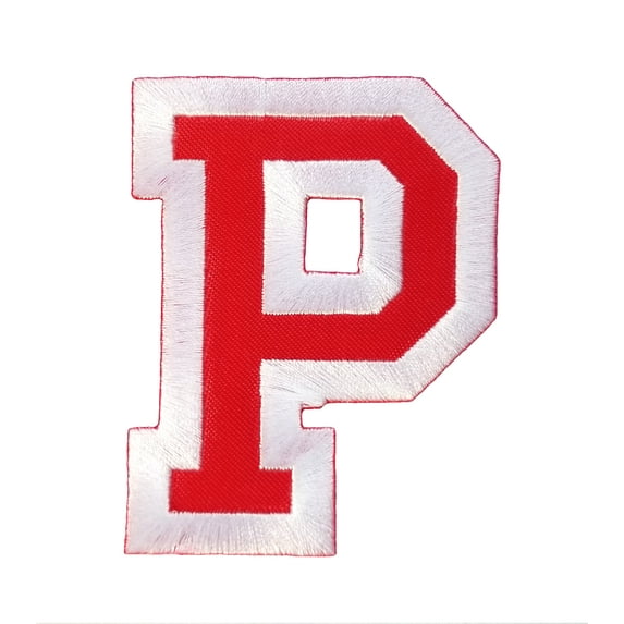 Initials A to Z and Numbers College Varsity Letterman Embroidered Iron On Patch 3" Red/White (P)