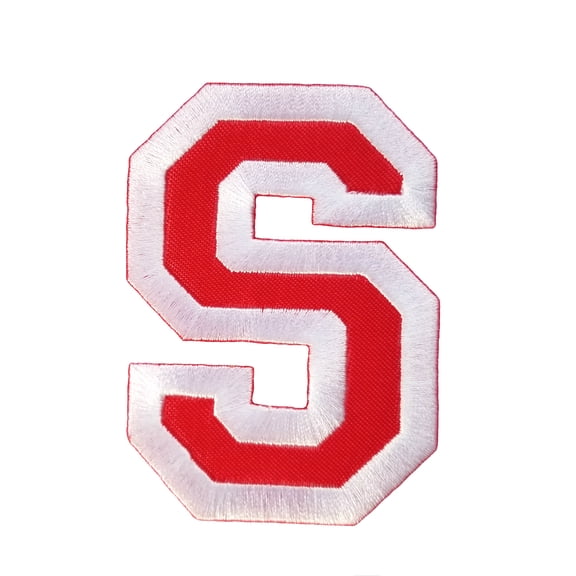 Initials A to Z and Numbers College Varsity Letterman Embroidered Iron On Patch 3" Red/White (S)