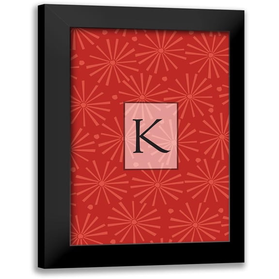 Initials Pattern K 11x14 Black Modern Framed Museum Art Print Titled - Art Licensing Studio