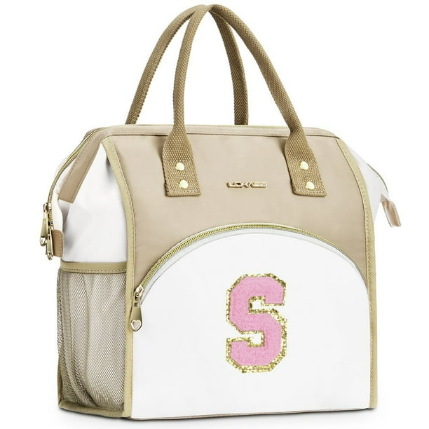 Initials Personalized Lunch Bag for Women Men Large Lunch Box for Work Insulated Lunch Bag Reusable Lunch Cooler Adult Lunch Bag Container Picnic Tote Pink Letter S Walmart Business Supplies