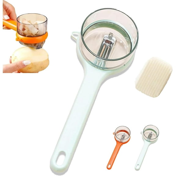 Initiateas Double-Sided Stainless Steel Blade Peeling Knife With Storage Boxs,2 In 1 Multi-Function Storage Peeler with Container for Kitchen Tool (Orange+Green)