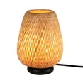 thumbnail image 1 of Injak Bedside Bmaboo Table Lamp with Metal Base, Vintage Rattan Cage Lampshade Small Nightstand Lamp for Bedroom, Industrial Reading Desk Light Decor for Living Room, Kids Room, Ktichen Island, 1 of 7