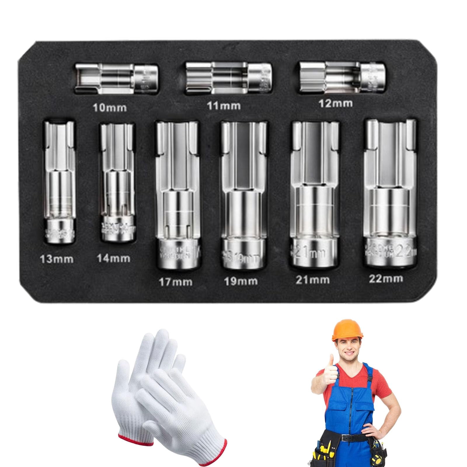 Injector & Sensor Line Socket Set,3/8 and 1/2-Inch Drive Metric 10-22 ...