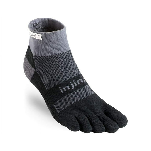 Injinji 2.0 Men's Run Midweight Mini Crew Toesocks, Black/Gray, Small