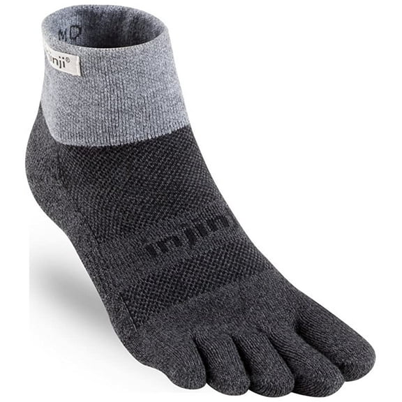 Injinji 2.0 Mens Trail Midweight Mini Crew Toesocks, Granite, Medium