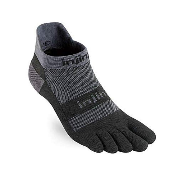 Injinji 20 Mens Run Midweight No Show Toesocks, Blackgray, Medium