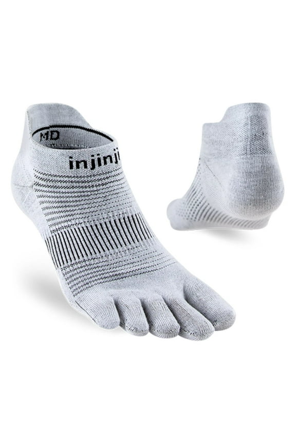 Unisex Run Lightweight No-Show Toe Socks, Gray, XLarge
