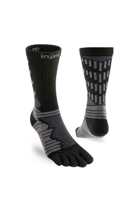 Unisex Ultra Run Crew Comfortable Toe Socks, Obsidian, Small