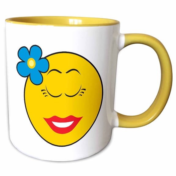 3drose, Injured Booboo Yellow Smiling Face, 15oz Two-tone Yellow Mug