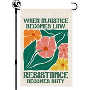 When Injustice Be Law Resistance Be Duty Garden Flag, Double Sided Outdoor Lawn Yard Flag Gifts, Feminist Flags, Social Justice Garden Flags, Floral Justice Resist Banner