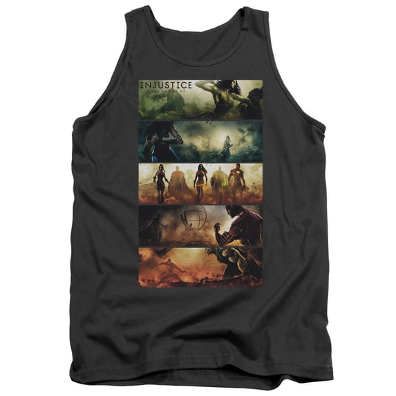 Injustice Gods Among Us Panels Adult Tank Top Charcoal