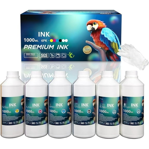 Ink 1000ML Value Pack, Water-Base Digital Inkjet Ink Refill for Direct ...
