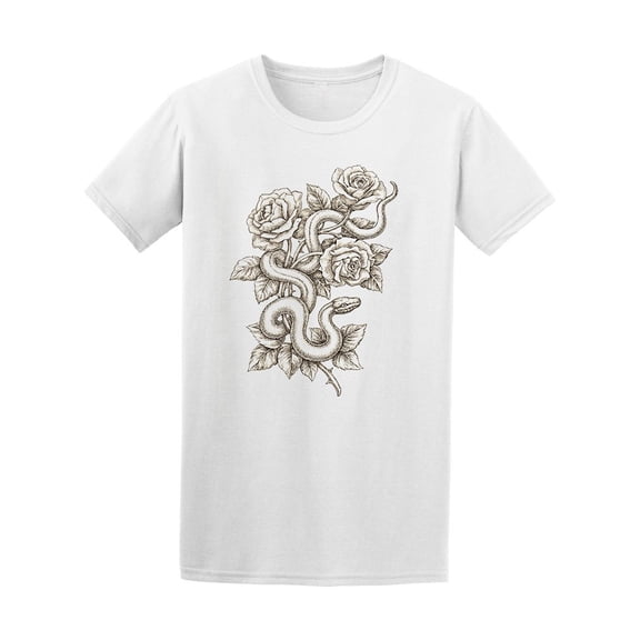 Ink And Pen Snake And Roses T-Shirt Men -Image by Shutterstock, Male Medium