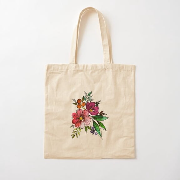 Flower Burst Cotton Tote Bag Canvas Tote Bag, Family Gift For Mother, Her