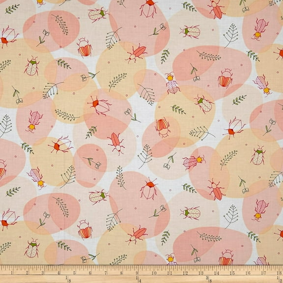 Ink & Arrow June Bee Thalia Beetles Lt Coral 100% Cotton Fabric sold by the yard