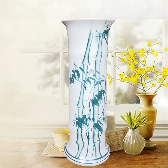 Ink Bamboo Pattern Ceramic Umbrella Bucket, Freestanding Umbrella Holder, Decorative Umbrella Stand for Entryway Home Office Indoor Decoration