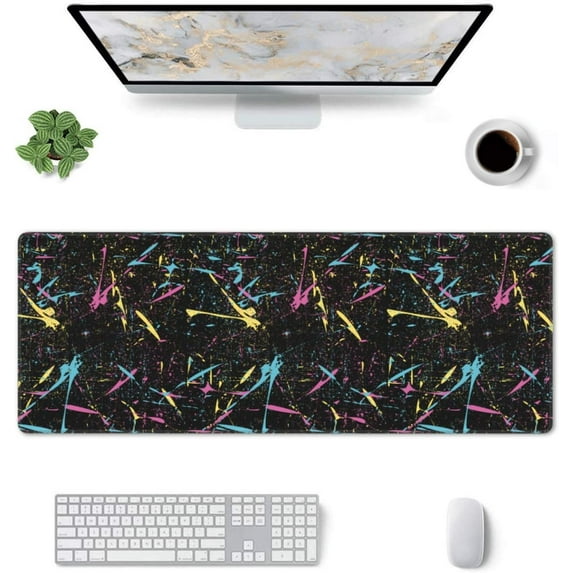 Ink Black -Mouse Pad, Big Desk Mat, Extended Gaming Mouse Pad, Mouse Mat with Non-Slip Rubber Base & Stitched, 31.5 X 11.8 in Large Desk Pad for Keyboard, Mouse, Home and Office