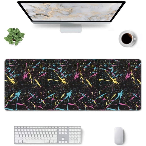 Ink Black -Mouse Pad, Big Desk Mat, Extended Gaming Mouse Pad, Mouse Mat with Non-Slip Rubber Base ＆ Stitched, 31.5 X 11.8 in Large Desk Pad for Keyboard, Mouse, Home and Office