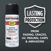 Ink Black, Rust-Oleum Stops Rust Protective Enamel Gloss Spray Paint-371670, 12 oz