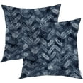 thumbnail image 1 of Ink Blue Abstract Herringbone Throw Pillow Covers,Art Wave Pattern Decorative Pillow Covers Digital Printing Blended Fabric for Couch Sofa Bed Invisible Zipper 16X16 in, 1 of 7