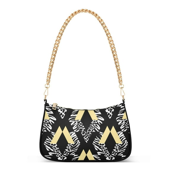 Ink Brush Leopard Womens Chain Shoulder Bag Tote Handbag Clutch Hobo Purse with Zipper for Travel Casual