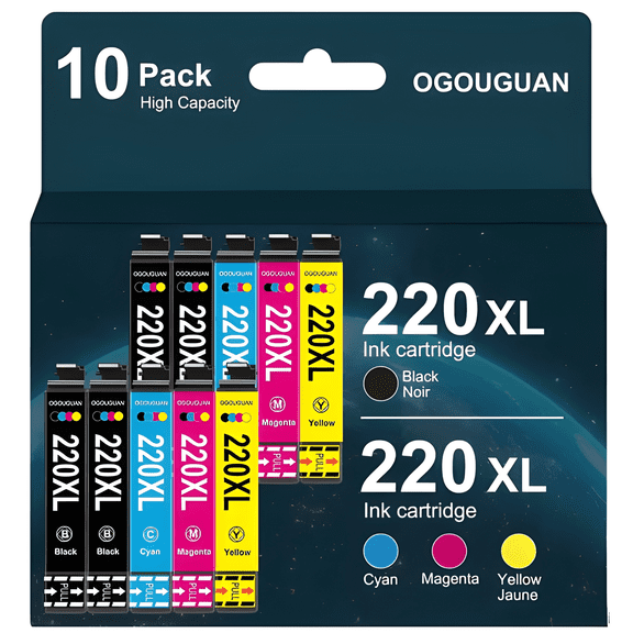 220XL T220XL Ink Cartridges, Compatible Replacement for WF-2630 WF-2650 WF-2660 WF-2750 WF-2760 XP-320 XP-420 XP-424 Printers, 10-Pack (4BK,2C,2M,2Y)