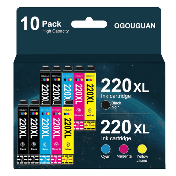 220XL T220XL Ink Cartridges, Compatible Replacement for WF-2630 WF-2650 WF-2660 WF-2750 WF-2760 XP-320 XP-420 XP-424 Printers, 10-Pack (4BK,2C,2M,2Y)