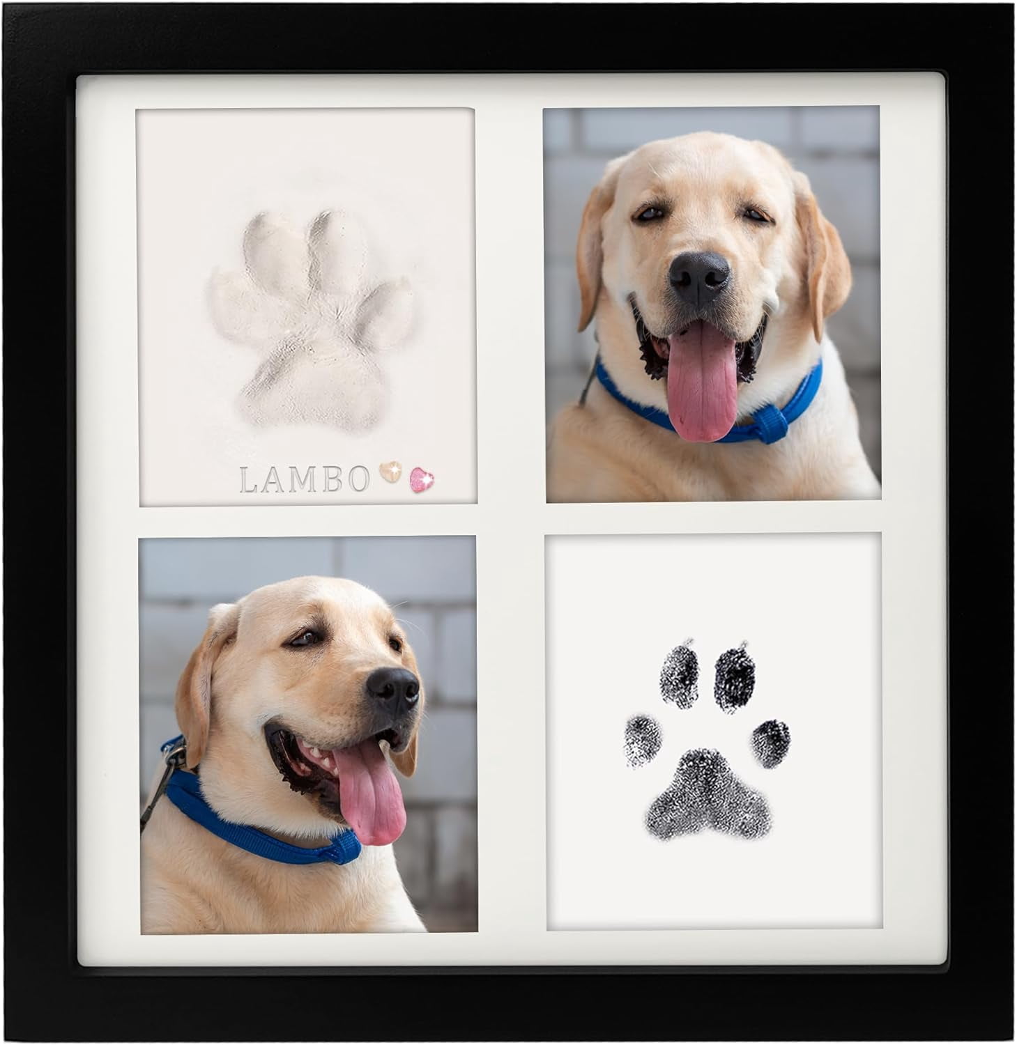 Ink & Clay Paw Print Kit for Dog Cat,Clean-Touch Ink Pad & Soft Clay,Pet Paw Print Impression Kit Large Area,Keepsake Frame for 1-2 Pets,Cat/Dog Gifts