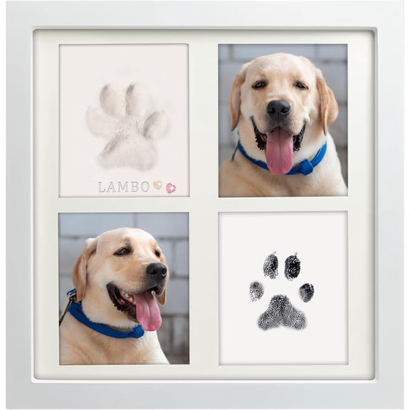 Ink & Clay Paw Print Kit for Dog Cat,Clean-Touch Ink Pad & Soft Clay,Pet Paw Print Impression Kit Large Area,Keepsake Frame for 1-2 Pets,Cat/Dog Gifts