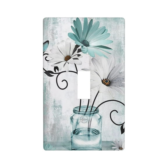 Ink Daisy Butterfly Light Switch Cover Plates Single Toggle Wall Plate, Decorative 1-Gang Christmas Decor Lightswitch Cover