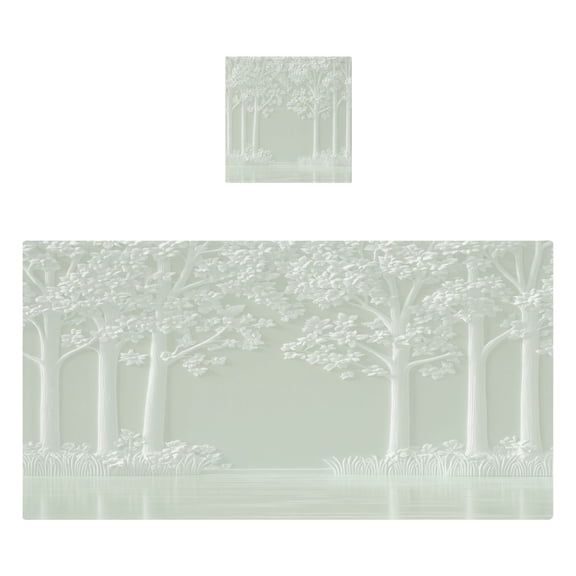 Ink Drawing River and Forest 2 Piece Cotton Bath and Face Towel Set Soft and Absorbent, for Beach Pool Bathroom