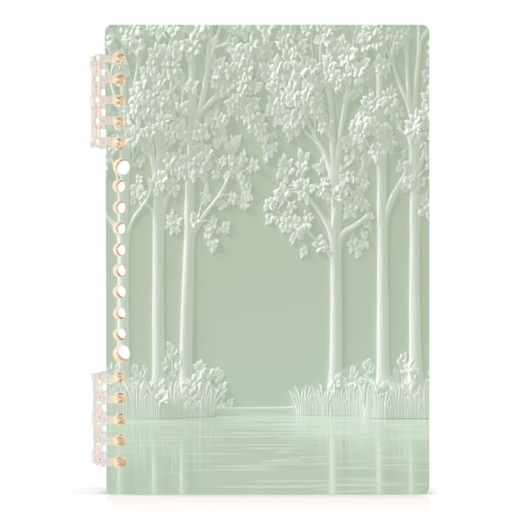 Ink Drawing River and Forest A5 8.3x5.7in PP Notebook, Adjustable Rings, 60 Sheets, Diary or Journey Note