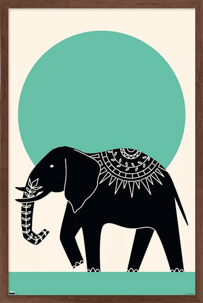 Ink Elephant Wall Poster, 22.375" x 34", Framed