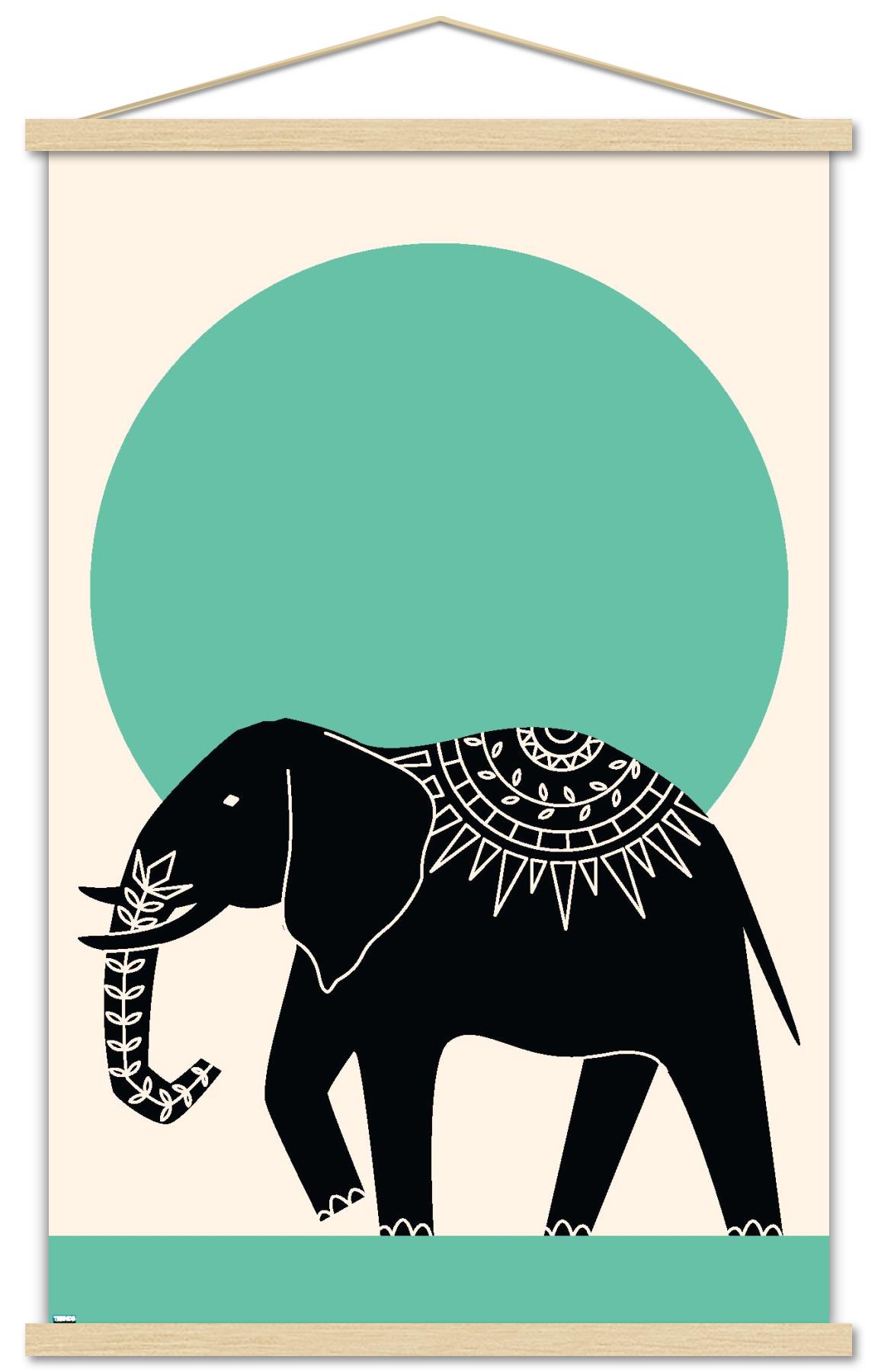 Ink Elephant Wall Poster with Magnetic Frame, 22.375" x 34"
