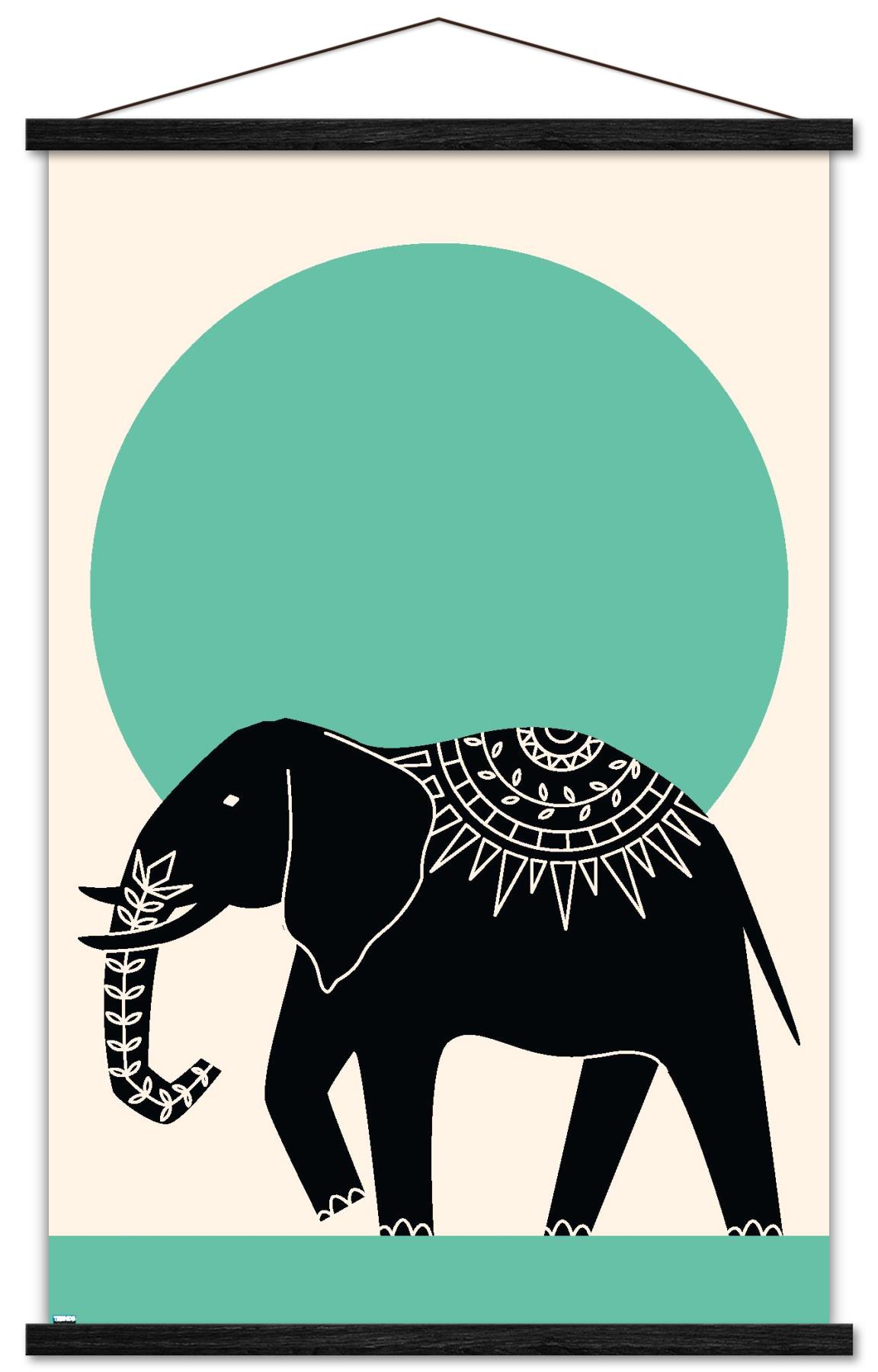 Ink Elephant Wall Poster with Magnetic Frame, 22.375" x 34"