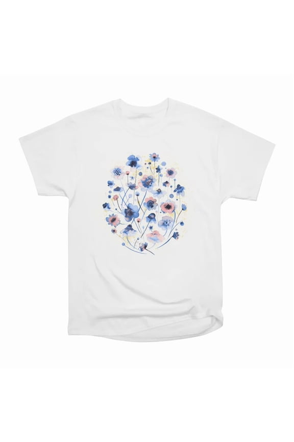 Ink Flowers Blue Gradation T-Shirt Tee Gift For Him Merch For Her Apparel For Friend