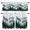 thumbnail image 1 of Ink Green Forest Kitchen Curtains Sets for Windows 24 Inch Length, Watercolor Modern Mountain Rod Pocket Window Treatments Tier Curtains and Valances Set for Bedroom/Bathroom, 1 of 8